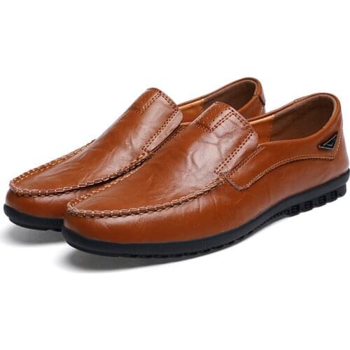 Men Casual Shoes 2021 Loafers Breathable Slip on Black Driving Shoes Sewing Lines Non-Slip