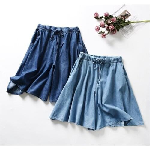New Arrival Oversized Jeans Summer 2020 Women Casual Drowstring Shorts Skirts Girls Loose Solid Denim Short Large Size 6XL 7XL