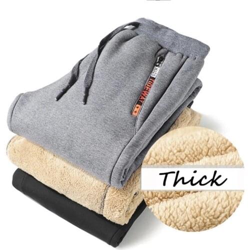 New Winter Pants Men Fur Lined Joggers Thick Sweatpants Drawstring Trousers Mens Fleece Sports Pants Warm Pants Plus Size 8XL