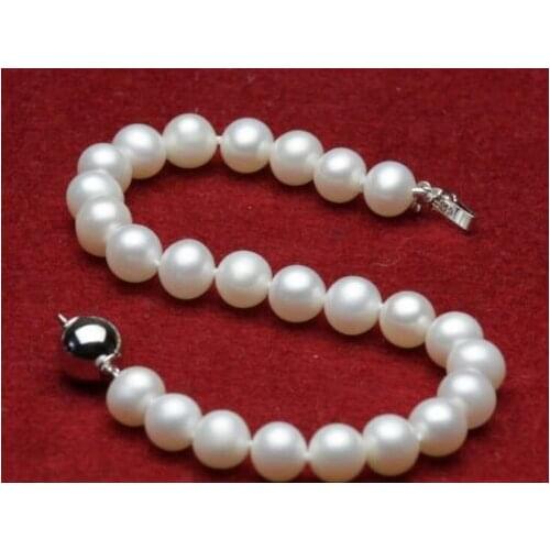 New 7-8mm Genuine Natural White Freshwater Akoya Pearl Bracelet 7.5">>free shipping