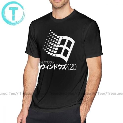 Old School T Shirt Windows 420 Tokyo T-Shirt Plus size Men Tee Shirt Awesome 100 Percent Cotton Classic Short Sleeves Tshirt