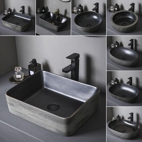 Oval Nordic Black Industrial Cool Style Modern Italian minimalism Ceramic Table Basin