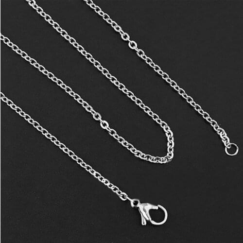 2.5x3.5mm Stainless Steel Silver tone Cross Chain Necklace with Lobster Clasp, Fashion Floating Locket Chain 50CM