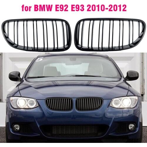 Front Grille Kidney Grill For BMW E92 E93 320I 330I 328i 335i 2010 2011 2012 Car Styling Gloss Black Dual Line