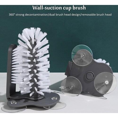 Cup Scrubber Glass Kitchen Glass Cup Cleaner Suction Cup Cleaning Brush Kitchen Accessories 2 In 1 Cleaning Brush Gadgets
