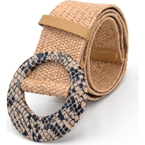 Fashion all-match literary fan cotton and linen wide girdle woven forest with skirt belt wooden buckle decorative belt