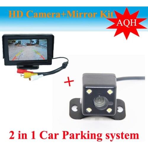 Auto Parking Assistance System 2 in 1 4.3 Digital TFT LCD Mirror Car Parking Monitor + 4LED CCD HD Car Rear view Camera