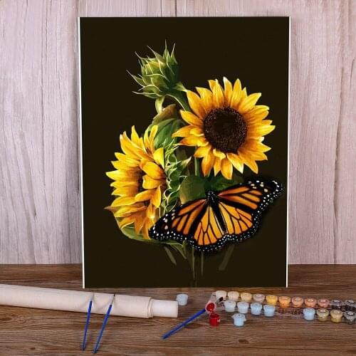 Flower Sunflower DIY Paint By Numbers Complete Kit Acrylic Paints 50*70 Canvas Painting Loft Wall Picture Wholesale