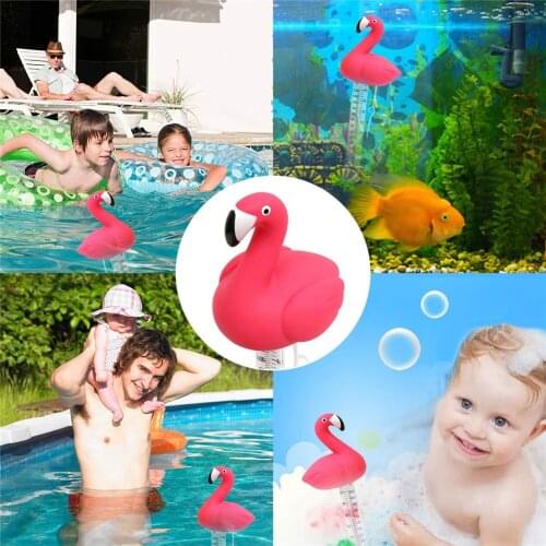 Water Thermometer Flamingo Floating Durable Swimming Pool Thermometer Cartoon Pond Temperature Monitor