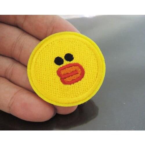 Cute Yellow Duck Head Embroidered Patches Iron on Appliques for Clothing Cartoon Sewing Accessories Kids Cute Badges DIY