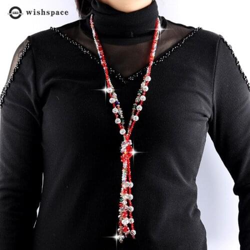 Wishspace, 2020 new colour crystal sweater chain, necklace jewelry, fashionable woman gifts preferred products