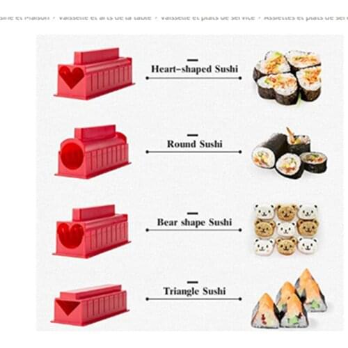 10piece Rice Ball Sushi Maker Kit Japanese Bento Cake Roll Mold Sushi Multifunctional Mould Making Sushi Tools