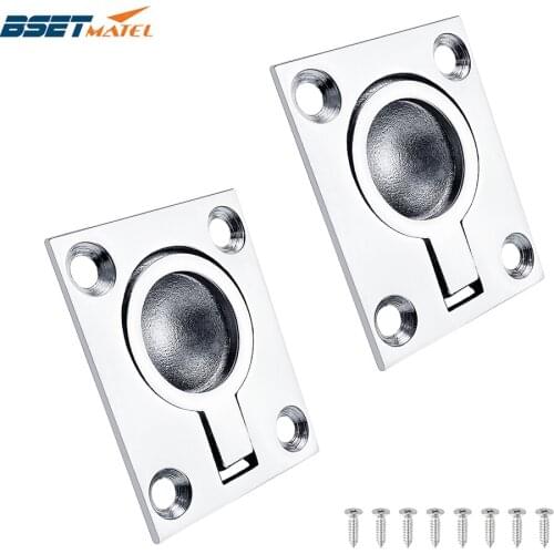 2PCS 48*38mm Stainless Steel 316 Boat Deck Hatch Latch Cabinet Flush Mount Ring Pull Lift Handle Marine Hardware Accessories