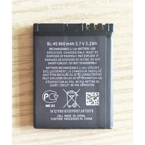 2PCS/LOT New 860mAh BL-4S battery for Nokia 2680s 3600s 3602S 3710f 3711 6202c 6208c 7020 7100s 7610c 7610s Mobile Phone Battery