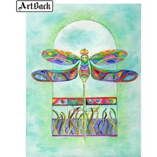 New sale 5d diy diamond painting watercolor Dragonfly picture full square drill 3d mosaic full round home decoration ARB101