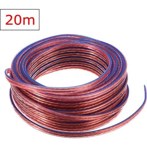 20M 2x 0.75mm Loud Speaker Cable Audio Wire High Purity Oxygen Free Copper Conductor Cord Millimeter for Amplifier