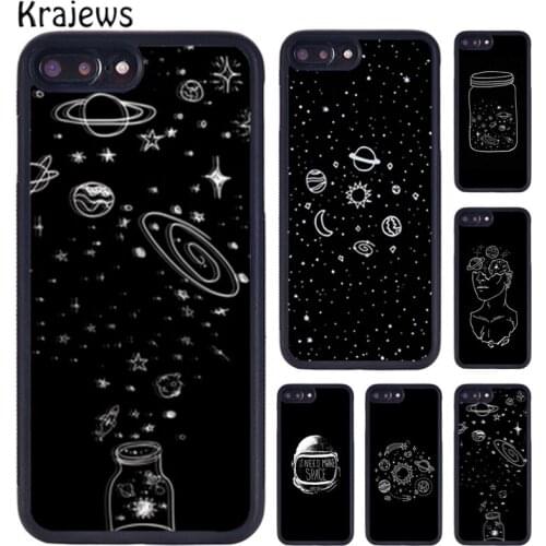 Krajews Aesthetic Space Stars Planet Phone Case For iPhone X XR XS 11 12 Pro MAX 5 6 6S 7 8 Plus Samsung Galaxy S7edge S8 S9 S10
