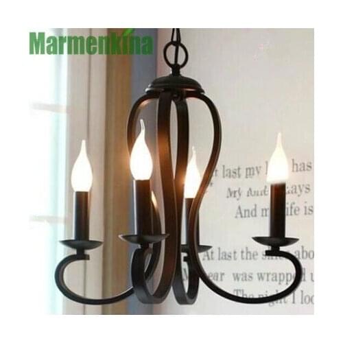 Black/white minimalist garden candle chandelier Mediterranean iron lamp living room dining room bedroom study lamp,E27