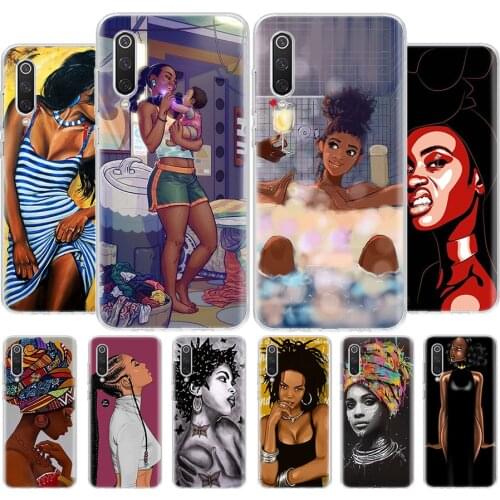Black girl Baby Women Mom Phone Case For Xiaomi MI 8 9 10 5X 6X A1 A2 A3 CC9E 9T NOTE10 Pro Lite Cover Coque soft Silicone TPU