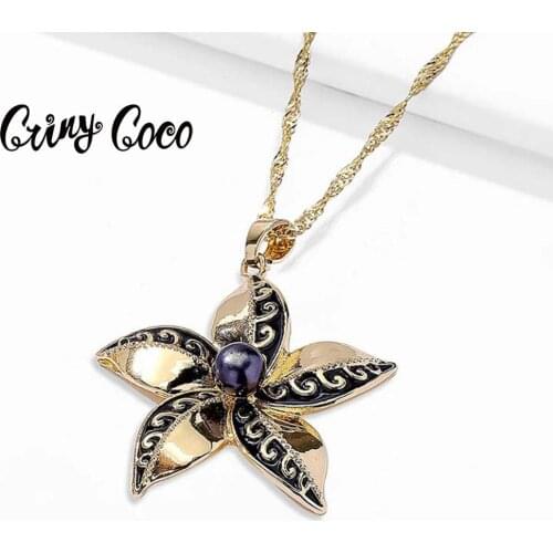 Cring Coco 2020 Hawaii Necklace for Women Flower Chain Female Fashion Geometric Hotsale Luxury Female Pendant Accessory Elegant