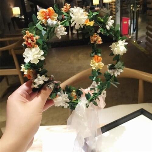 Flower Crowns Hairbands Gardland Women Wedding Hair Accessories for Bride Bridesmaids Floral Girls Holiday Photograph Headband