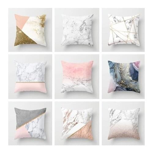 Ins Rose Gold Color Throw Pillow Case Gold Mable Cushion Covers for Home Sofa Chair Decorative Pillowcases