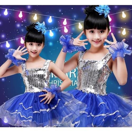 Childrens dance stage costume for girls modern kids jazz dance costumes sequin clothes for salsa contemporary dance costumes
