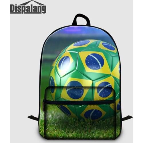 Dispalang Brazil Soccers Printing Canvas Backpack for Teenage Girls Boys Foot Ball School Book Back Bag Laptop Bagpack Schoolbag