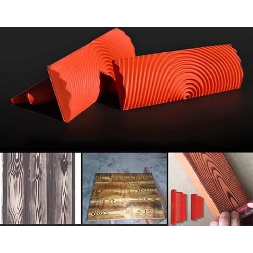 Red Rubber Wood Grain Paint Roller Brush Imitation Wood Graining Wall Paint Tool Roller DIY Wall Art Graining Painting Tools