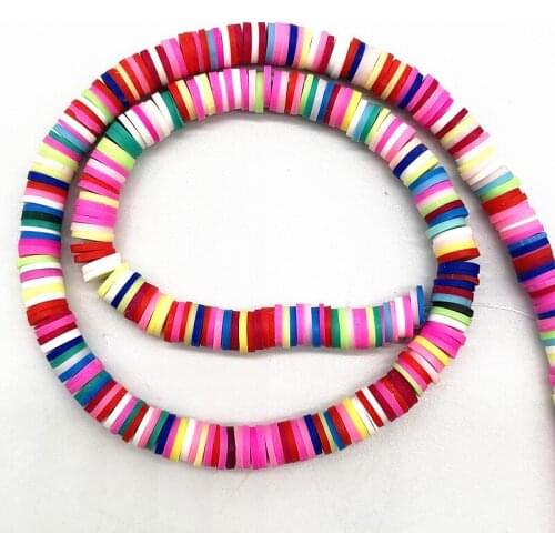3/4/5/6/8/10mm Colourful Flat Round Handmade Polymer Clay Beads Spacers Loose Disc Beads for Jewelry Making Findings DIY