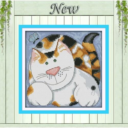 A lovely cat cartoon home decor paintings counted printed on canvas DMC 11CT 14CT kits Cross Stitch embroidery needlework Sets