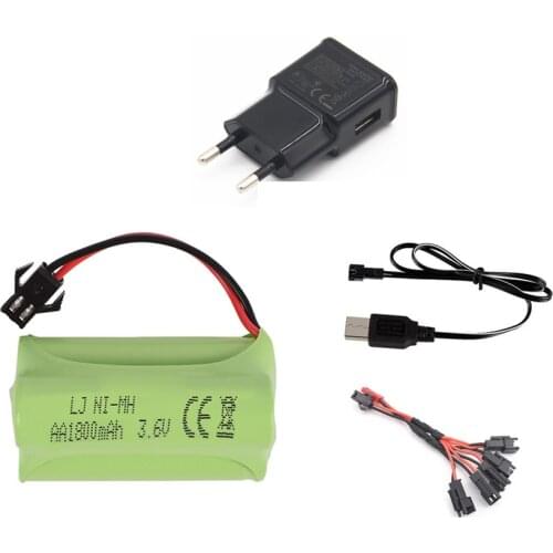 3.6v 1800mah NiMH Battery + USB Charger For Rc toys Car Tank Train Boat Gun Ni-MH AA 700mah 3.6v Rechargeable Battery Pack