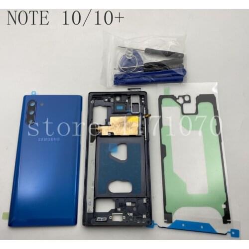 New Full Set For Samsung Galaxy NOTE 10 N970 NOTE10 PLUS N975 Housing Front Plate Bracket+Middle Frame+Back Cover Case+Adhesive