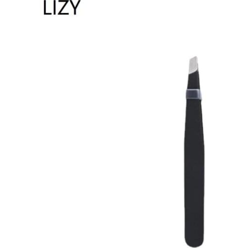 LIZY Flat / Point Head Black Stainless Steel Eyebrow Tweezer Eyebrow Trimmer Hair Removal Tweezer Makeup Beauty Tools