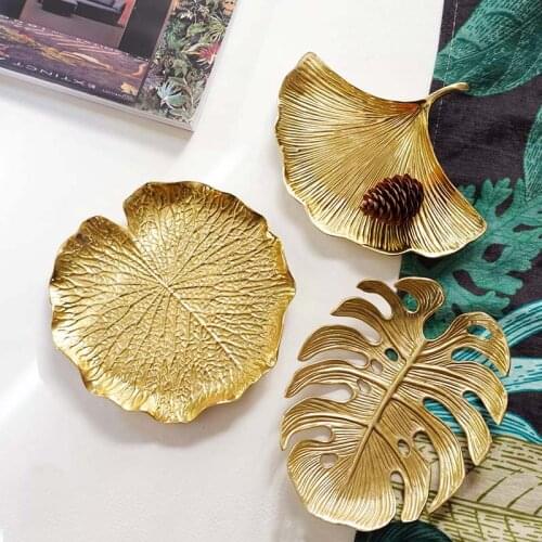 Ginkgo Leaf Jewelry Plate Turtle leaf desktop storage tray Dessert plates Desktop ornaments Home Decoration Leaf element Gift