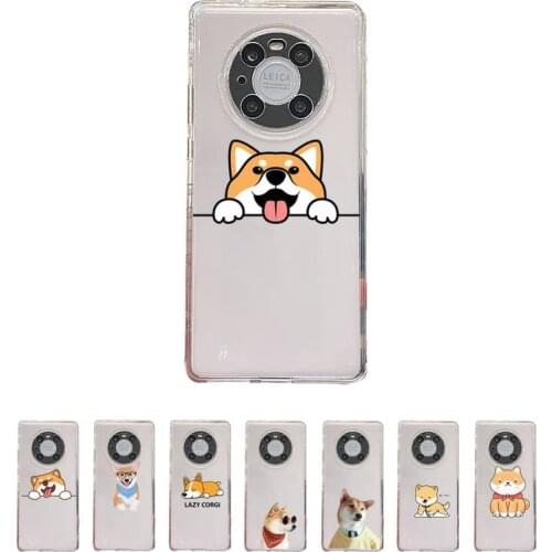 Corgi Phone Case Transparent For Huawei honor V 40 30 20 X note 10 pro lite max s Soft TPU Clear Mobile bags