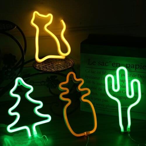 Vogliovoi Night Light Neon Sign SMD2835 Rainbow Moon Bat Deer Lightning Wall Hanging Bedroom Christmas Wedding Party Decoration