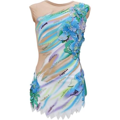 Rhythmic Gymnastics Leotards Girls Performance Wear Breathable Handmade Sleeveless Training Dance Gymnastics Artistic Ballet Leo