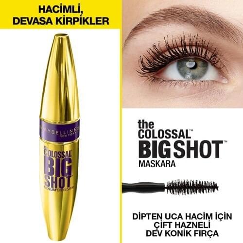 Maybelline New York The Colossal Big Shot Black Mascara Mascara Cosmetic Lash Eyelash Curl Black Makeup Mascara Waterproof