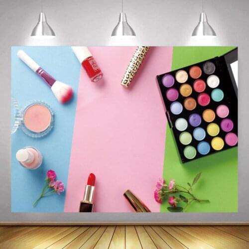Women Dressing Table Background Lipstick Coloful Blush Perfume Photoshoot Photography Backdrop For Photographer Studio