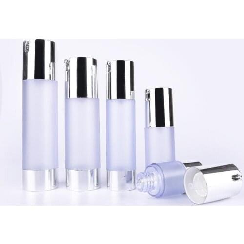 15ml frosted airless bottle with UV silver pump and bottom,lotion bottle used for Cosmetic Container