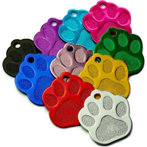 20pcs Paw Shape 2 Sides Tag pet dogs and cats ID Cat Puppy Name Phone No. of Pet accessories aluminum products decor ID Tags