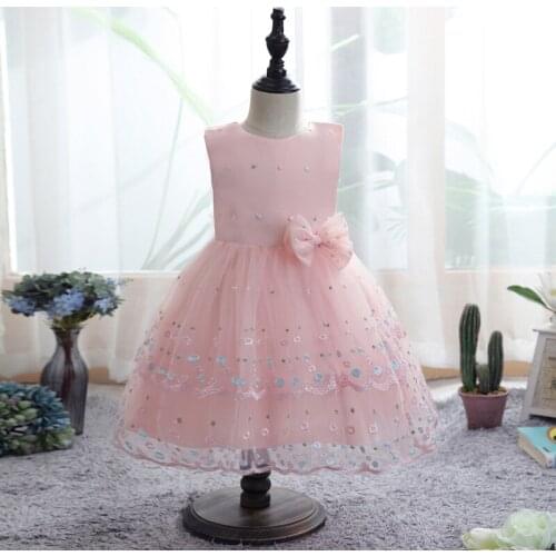 2021 Spring New Baby Birthday Party Dresses For Children Mesh Puffyskirt Girl Baby Princess Dresses Kids Party Dresses 0-4 Years