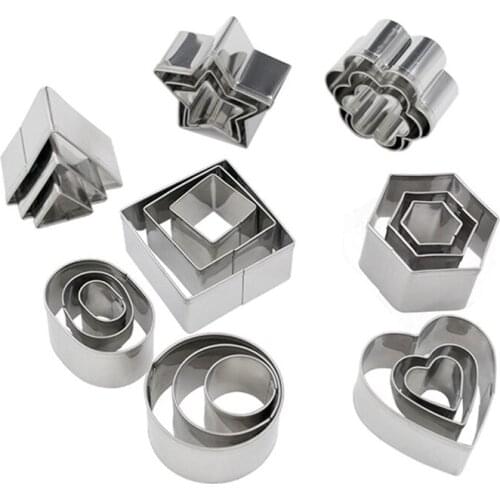 24Pcs/Set Stainless Steel Mould Cookie Biscuit Fondant Cake Cutter Molds Baking Tools Multi-shape Kitchen Supplies EIG88