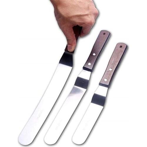 3pcs Stainless Steel Cake Spatula Butter Cream Icing Frosting Knife Smoother Kitchen Pastry Cake Decoration Tools 6/8/10inch