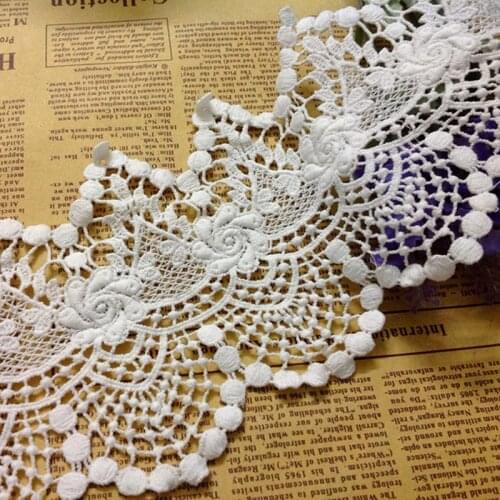 3Yards/lot 12cm White Color Lace Trim Water Soluble Embroidery Cotton Lace DIY Lace Fabric Clothing Accessories