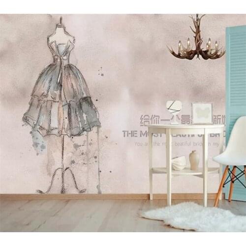 Beibehang Papel de parede Custom wallpaper 3d murals modern hand-painted wedding clothing store bridal shop tooling wall paper