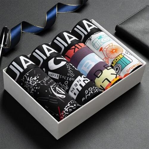 4pcs Men Printed Breathable Comfortable mens Underwear Ice Silk Man Boxers Shorts BoxerShorts Underpants Male Panties