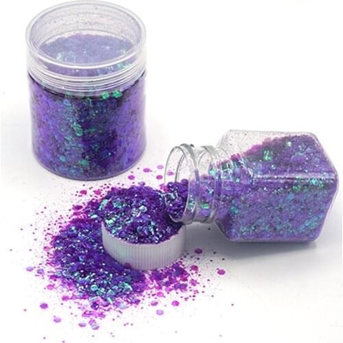 50ml/Box Ultra Sparkle Glitter Holographic Hexagon Chunky Glitter Flakes Sequin Confetti Nail, Body, Face,Crafts Loose Glitter