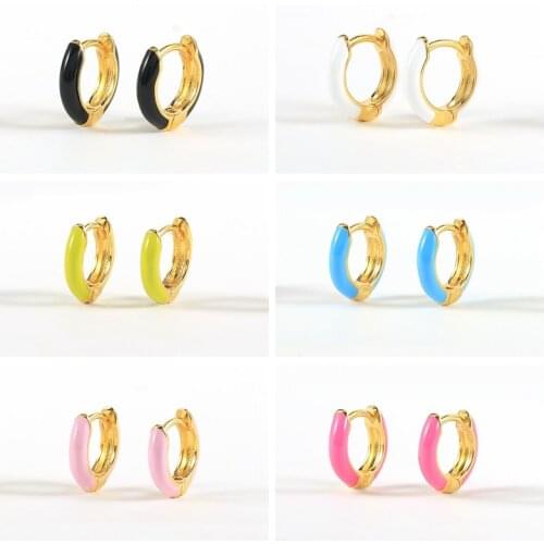 CANNER 925 Sterling Silver Circle Earrings For Women Girls Engagement Gifts Dripping Oil Huggie Hoop Earrings Delicate Jewelry